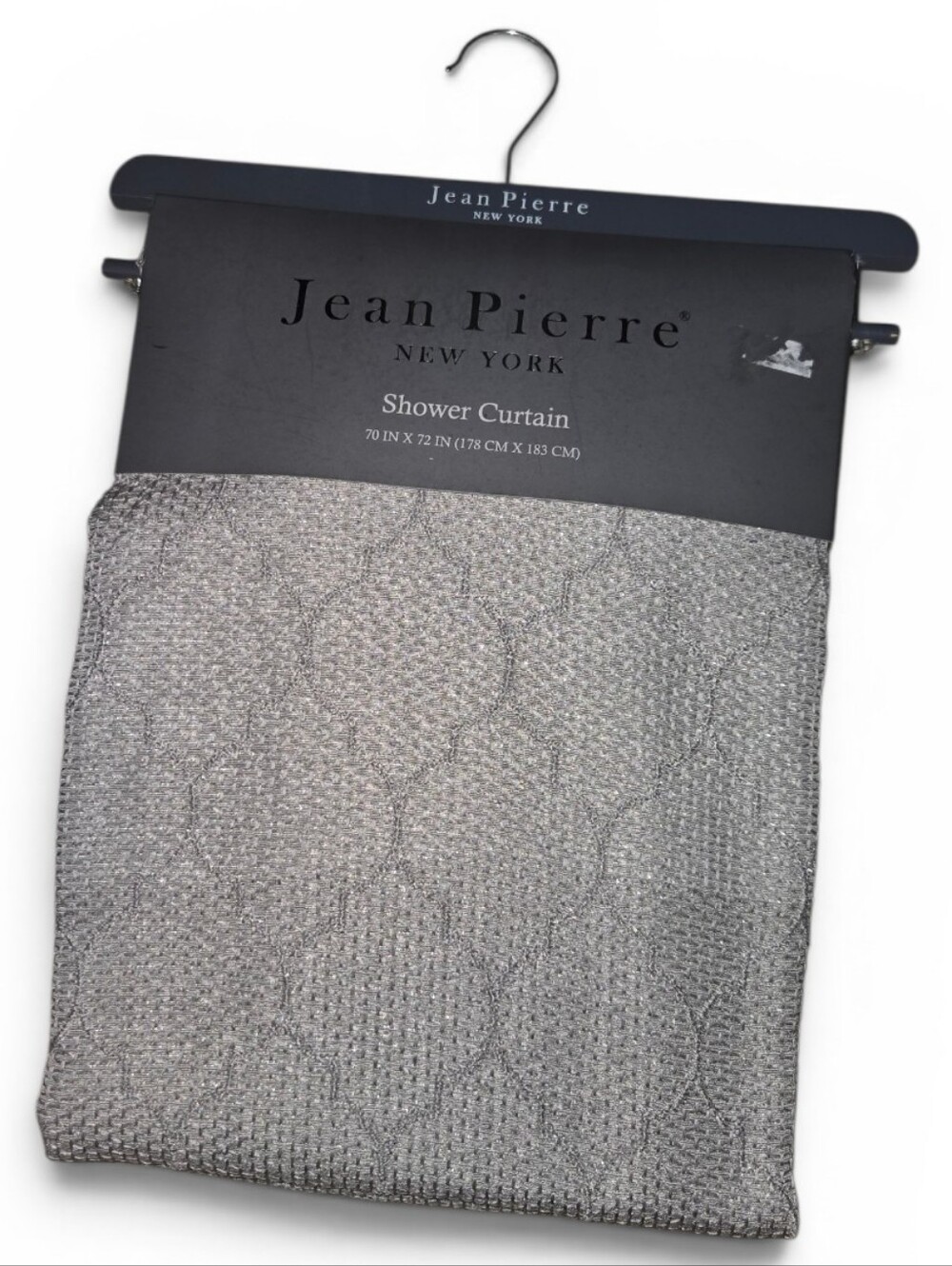 Jean Pierre New York Metallic Sparkle Geometric Shower Curtain Grey 70x72 NWT